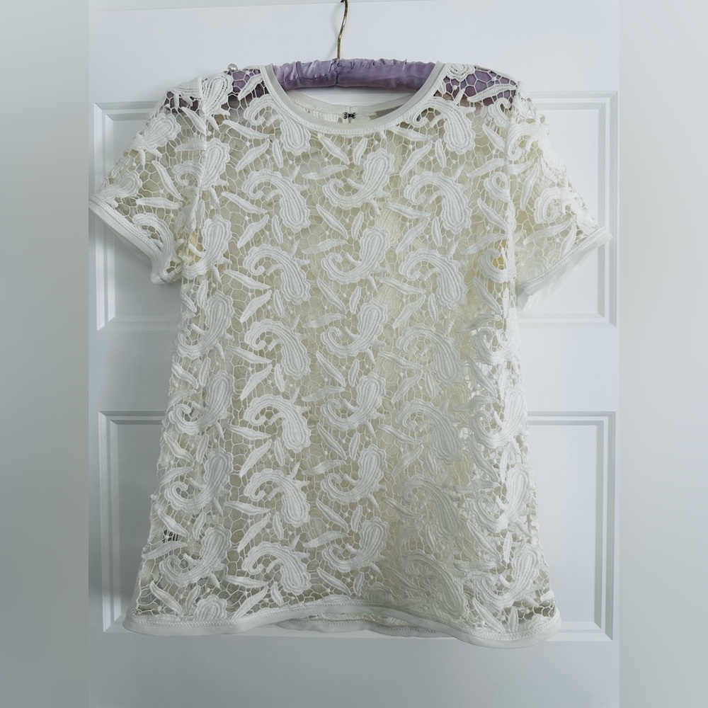 LOFT Light Cream Lace Top